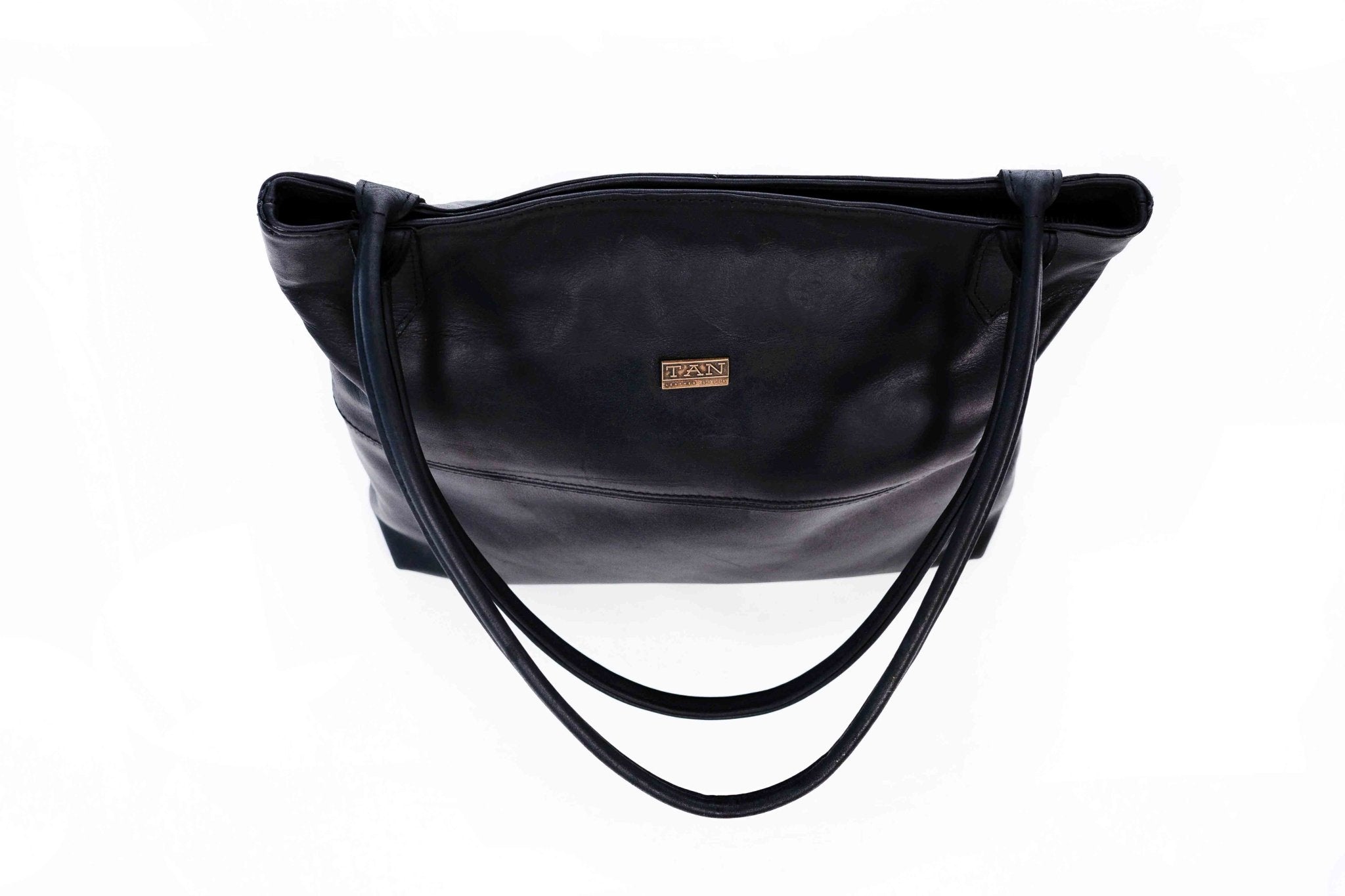 Tan Leather Goods - Ashley Leather Handbag | Black - KaryKase