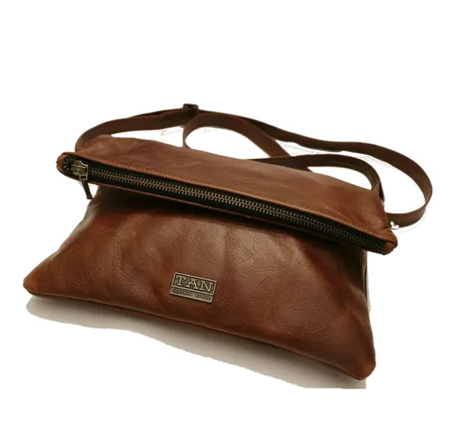 Tan Leather Goods - Nina Leather Sling Bag | Pecan - KaryKase