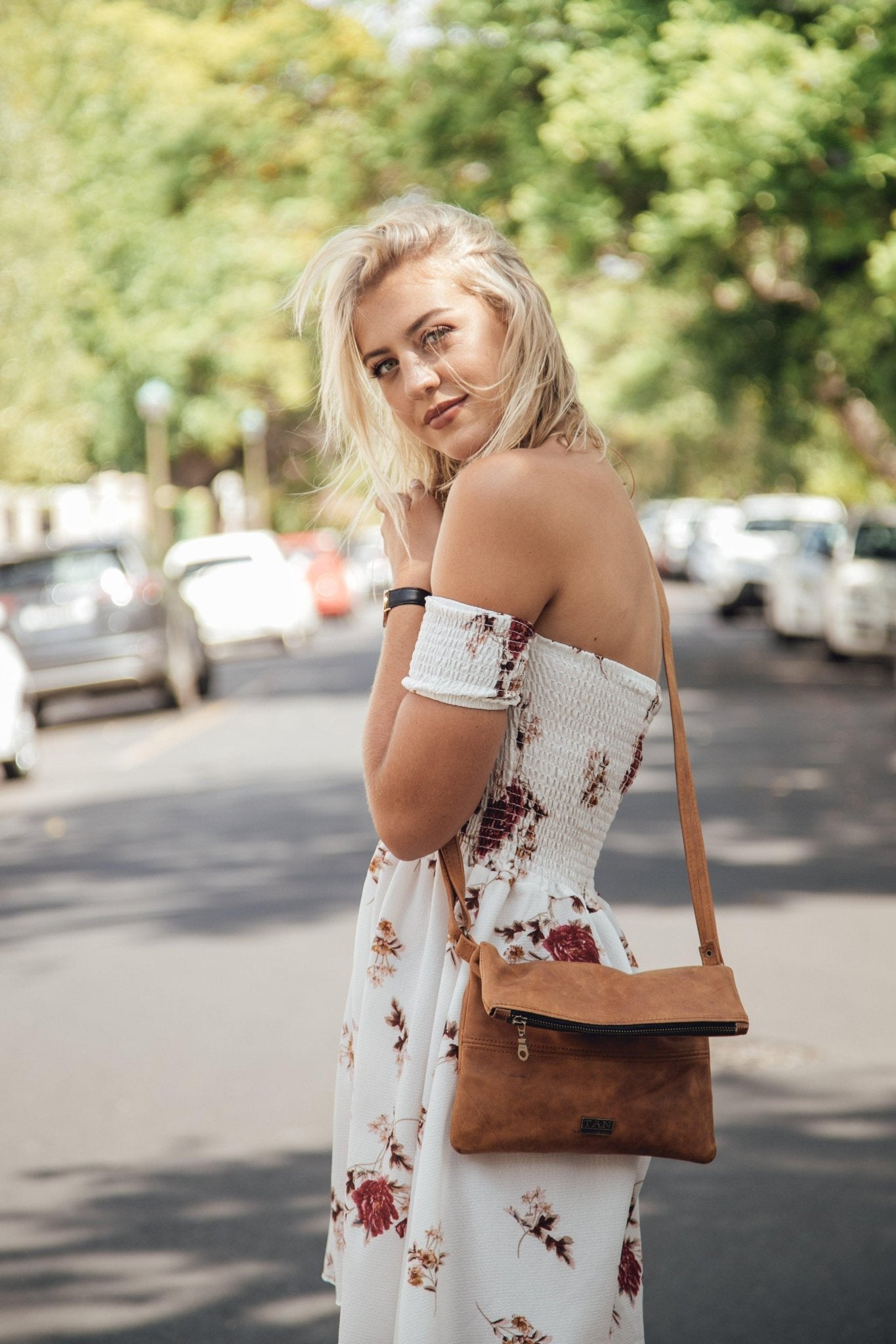 Tan Leather Goods - Nina Leather Sling Bag | Toffee - KaryKase