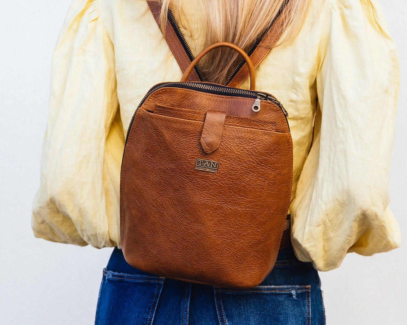 Tan Leather Goods - Olivia Leather Backpack | Pecan - KaryKase