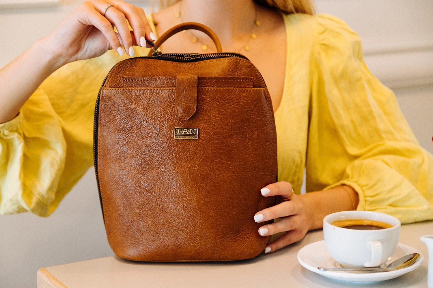 Tan Leather Goods - Olivia Leather Backpack | Pecan - KaryKase