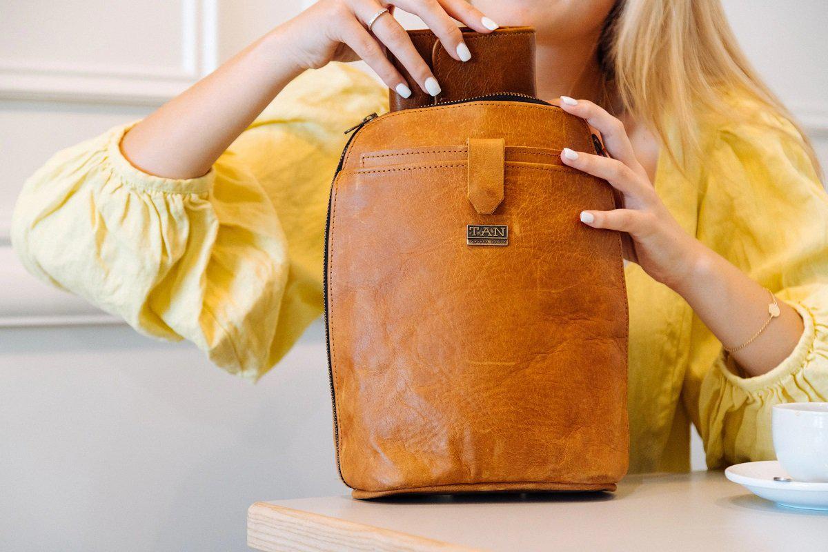 Tan Leather Goods - Olivia Leather Backpack | Toffee - KaryKase