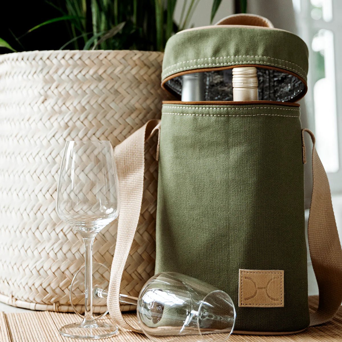 Thandana Canvas & Leather Double Carry Wine Cooler - KaryKase