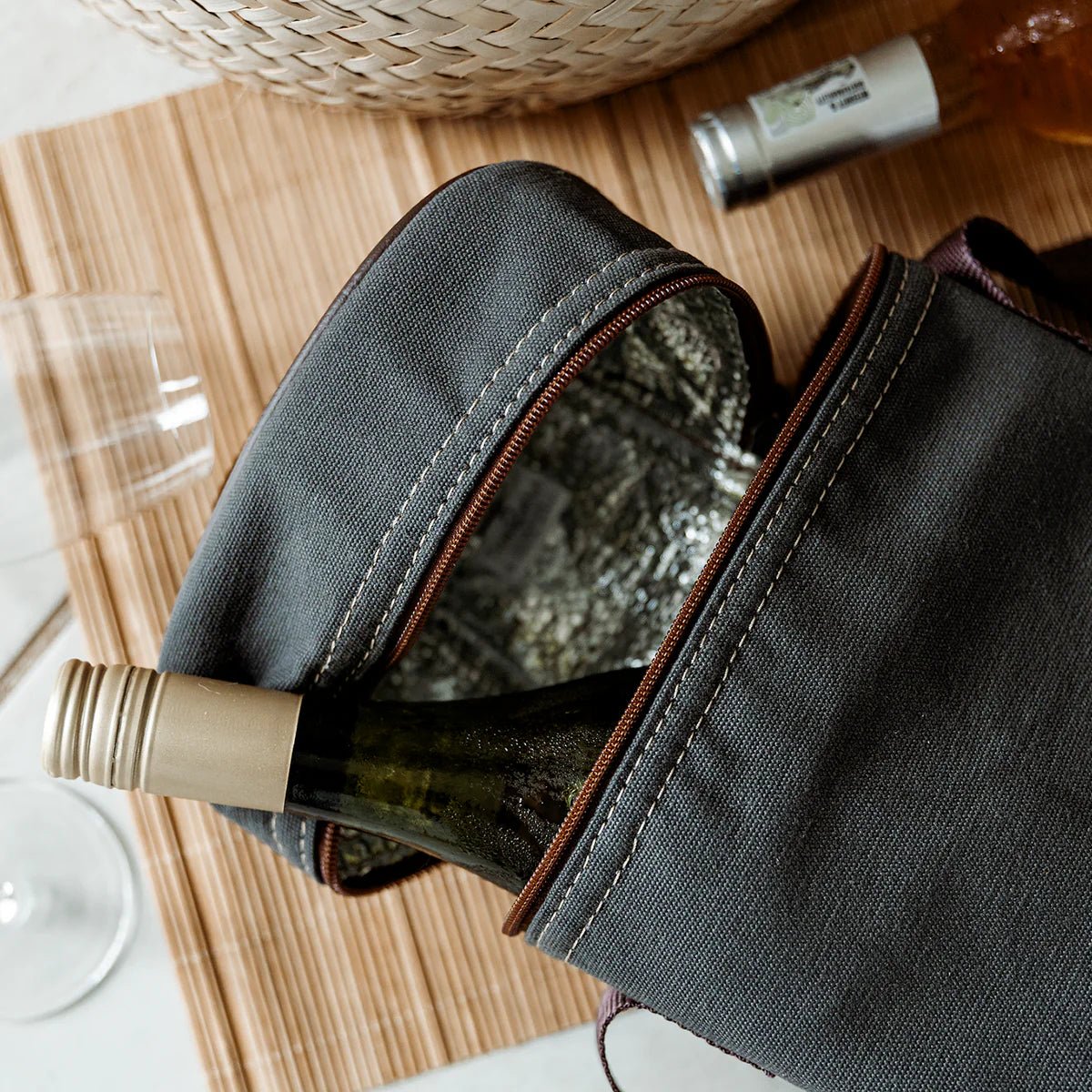 Thandana Canvas & Leather Double Carry Wine Cooler - KaryKase