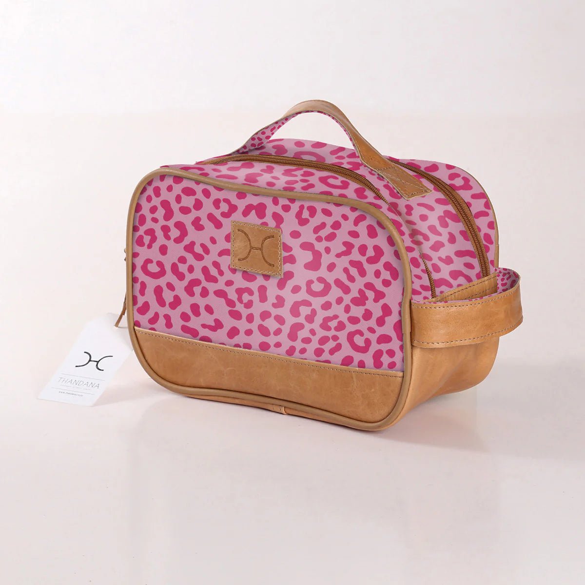 Thandana Laminated Fabric Vanity Bag | Cheetah Pink - KaryKase