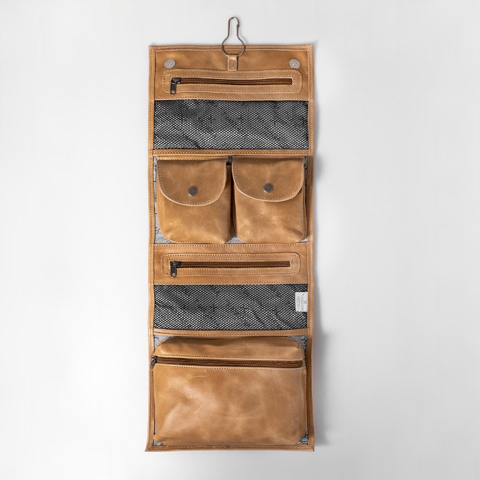 Thandana Roll Up Leather Toiletry Bag With Hook - KaryKase