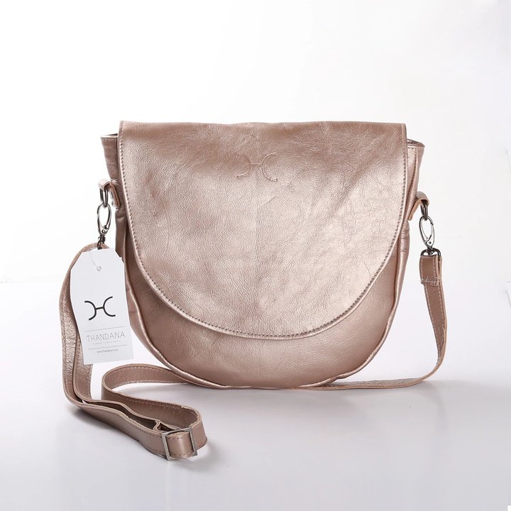 Thandana Saddle Metallic Leather Handbag - KaryKase