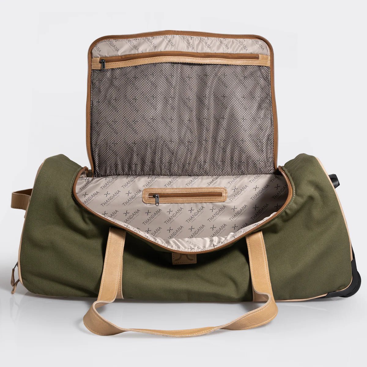 Thandana Wax Canvas & Leather Wheeled Duffel Bag - KaryKase