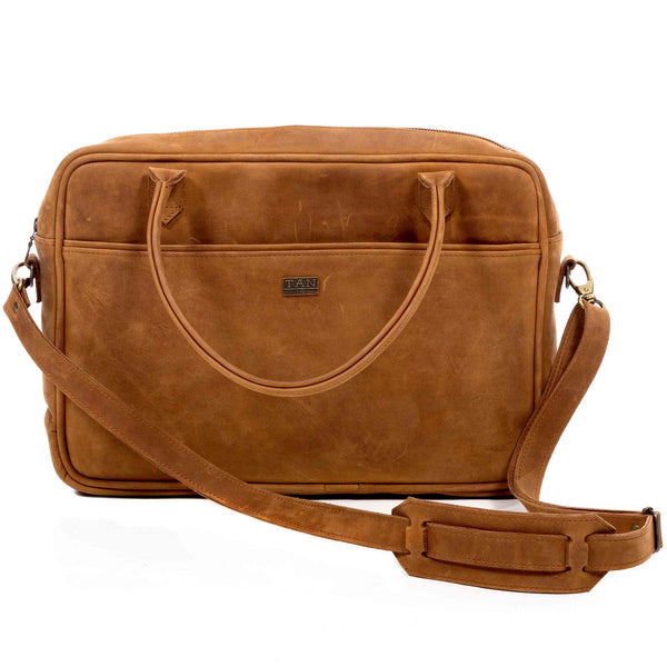 Tan Leather Goods - Bailey Laptop Bag | Toffee - KaryKase