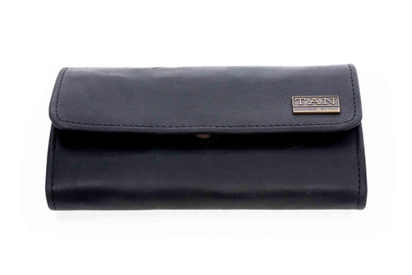Tan Leather Goods - Lauren Leather Ladies Wallet | Black - KaryKase