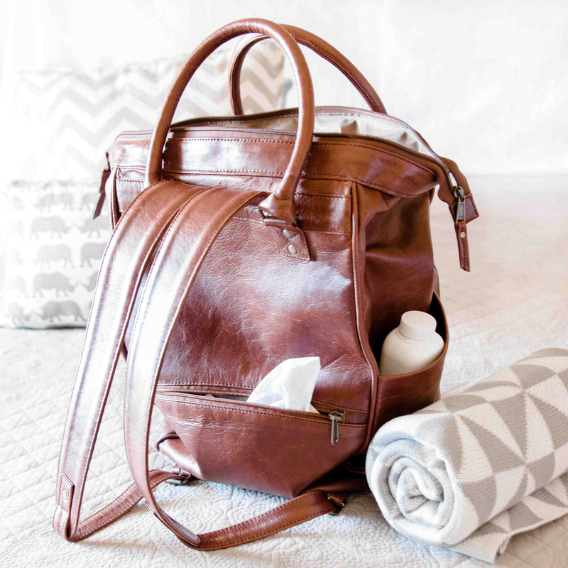 Mally Bambino Leather Baby Backpack | Brown - KaryKase