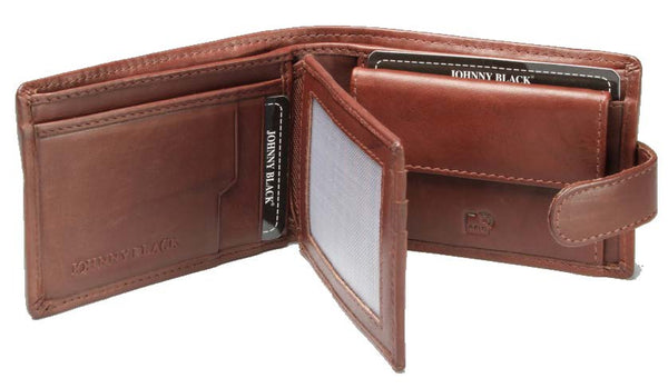 Johnny Black Bavaria 9CC Tab Closure Leather Wallet - RFID | Brown - KaryKase