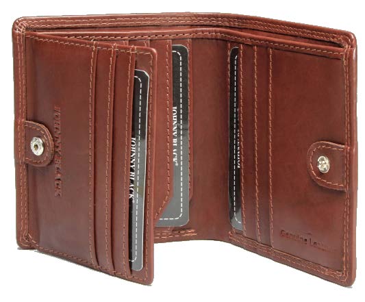 Johnny Black Bavaria 12CC Stud Closure Leather Wallet - RFID | Brown - KaryKase