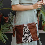 Thandana Crossover Animal Print Leather Handbag | Tobacco Cheetah Print - KaryKase