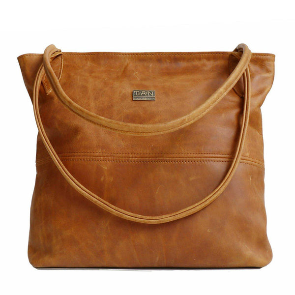 Tan Leather Goods - Ashley Leather Handbag | Toffee - KaryKase