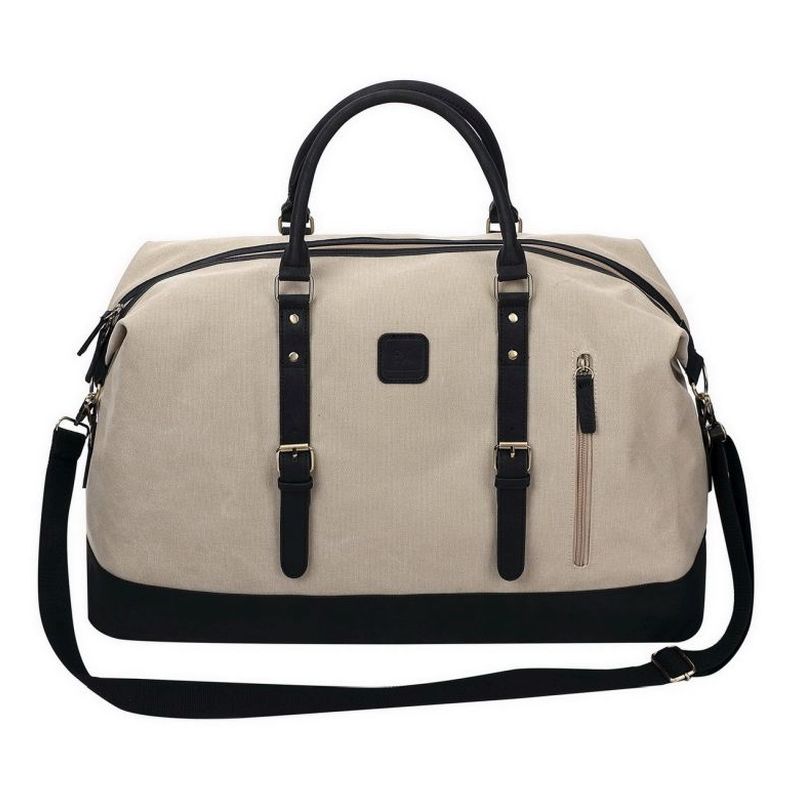Escape Classic Canvas Large Travel Bag | Taupe With Black Trim - KaryKase