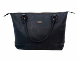 Tan Leather Goods - Daisy Leather Handbag | Black - KaryKase