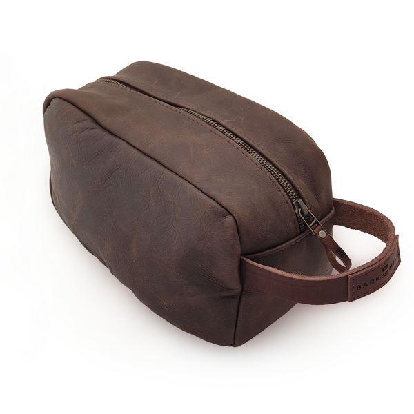 Bark And Mill Leather Toiletry Bag | Chocolate - KaryKase