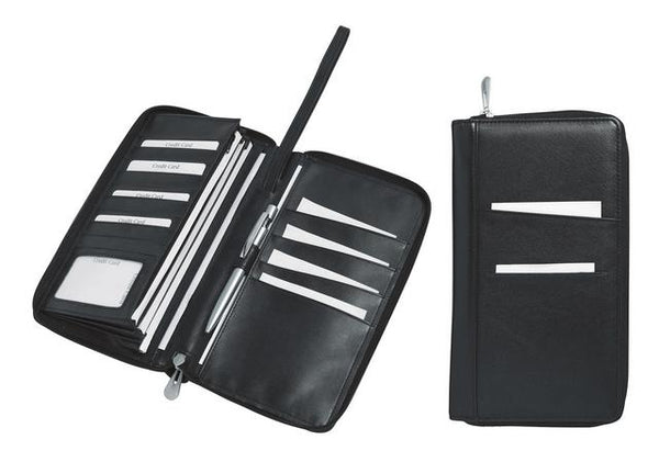 Adpel Multi Pocket Leather Travel Wallet | Black - KaryKase