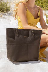 Tan Leather Goods - Emma Leather Handbag | Black - KaryKase