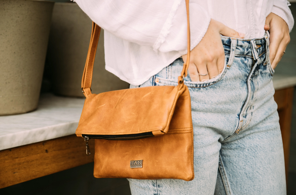 Tan Leather Goods - Nina Leather Sling Bag | Toffee - KaryKase