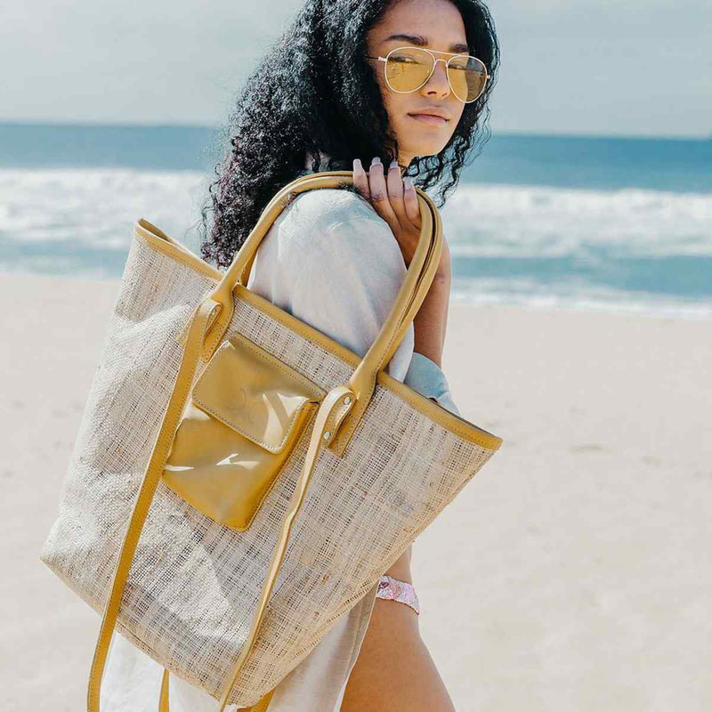 Thandana Maia Weave & Leather Beach Bag - KaryKase