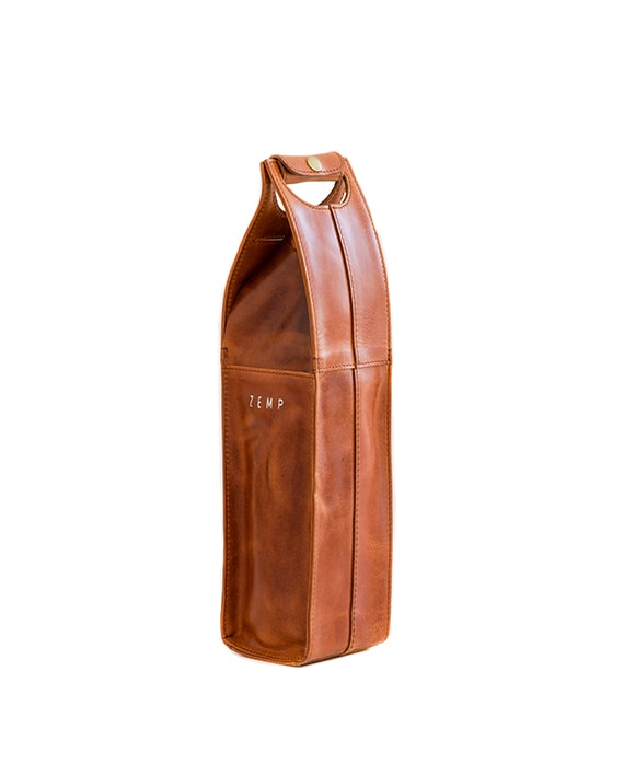 Zemp Pinotage 1 Leather Wine Carrier | Chestnut - KaryKase