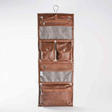 Thandana Roll Up Leather Toiletry Bag With Hook | Tobacco - KaryKase