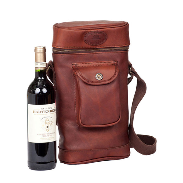 Melvill & Moon Leather Side By Side Wine Cooler | Brown - KaryKase