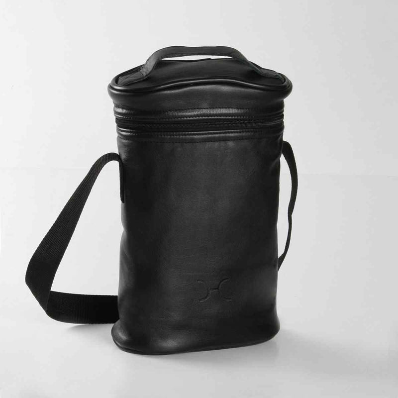 Thandana Leather Wine Cooler Double Carry Bag | Black - KaryKase