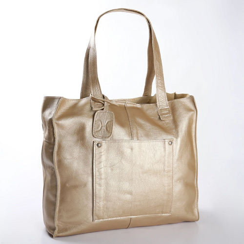 Thandana Zippered Tote Metallic Leather Handbag - KaryKase